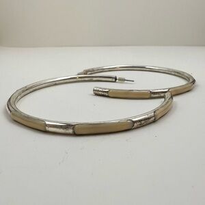 Anthropologie Pale Pink and Silver Hoop Earrings